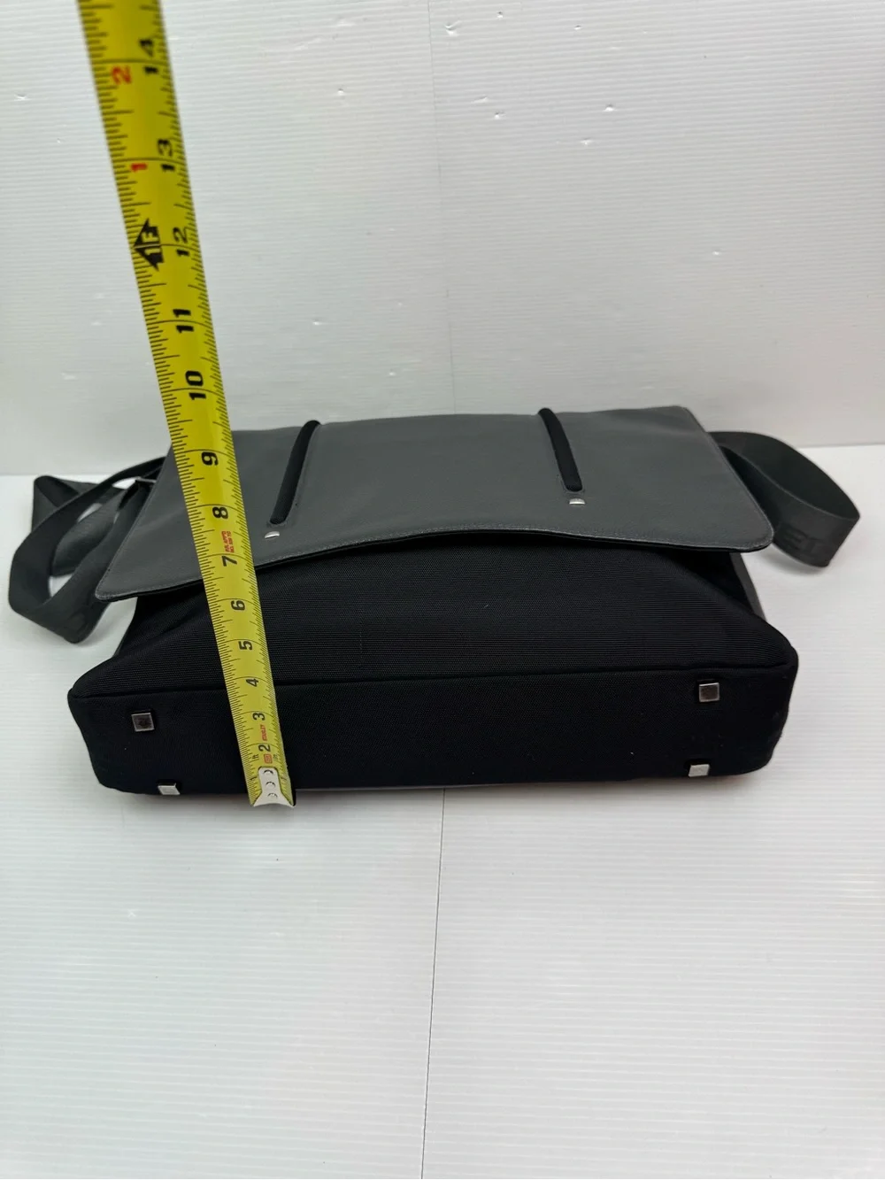 Giorgio Fedon 1919 Black Leather & Nylon Messenger Bag Briefcase Crossbody Tech